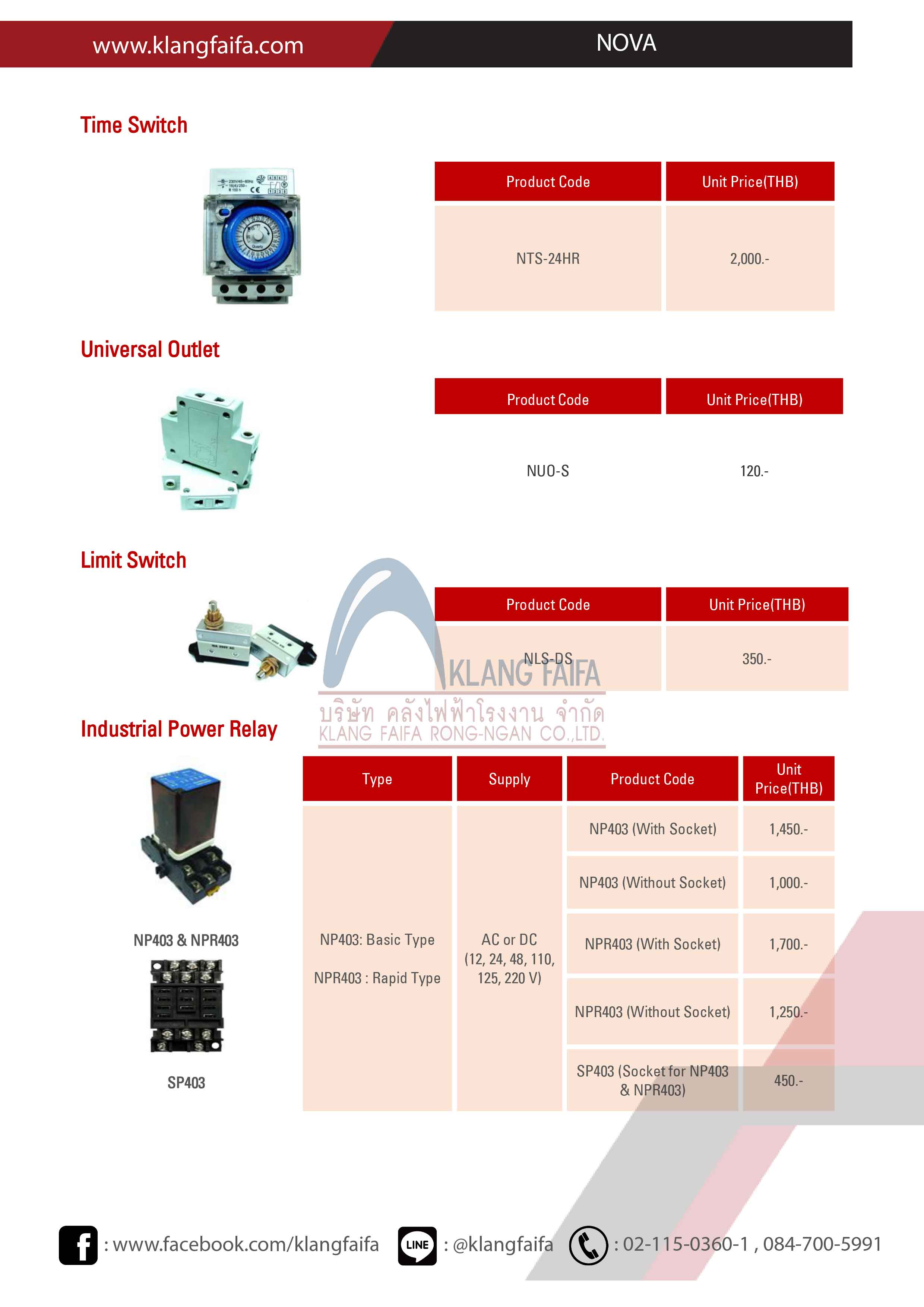 Pilot lamp, LED lamp, Push button switch, Selector switch, Semaphore, Indicator, Minature Buzzer, Space Heater, Thermostat